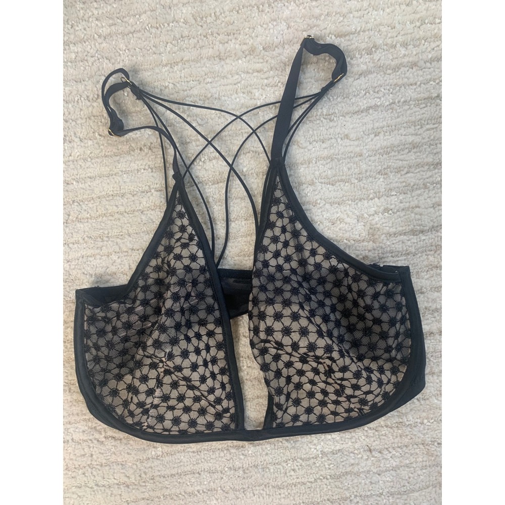 Victoria's Secret Luxe‎ Lingerie Starburst Sheer Unlined Black Plunge Bra 34 DD - Picture 5 of 13